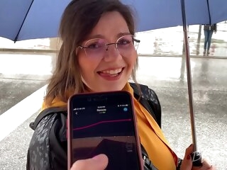 I control her pussy on every side public with a lovense lush - she moans and is embarassed